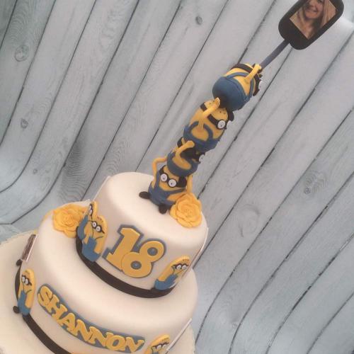 Minion Selfie Stick Birthday Cake