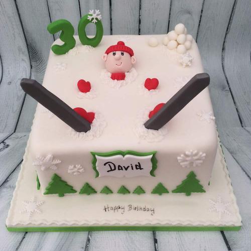 Skiing 30th Birthday Cake