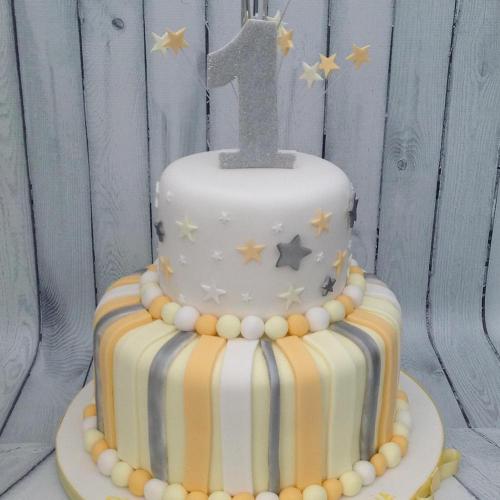 Two Tiered 1st Birthday Cake